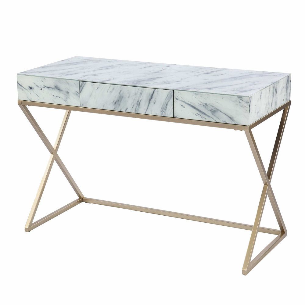 Faux Marble Writing Desk with Storage - Homeroots - Flyclothing LLC