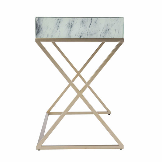Faux Marble Writing Desk with Storage - Homeroots - Flyclothing LLC