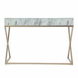Faux Marble Writing Desk with Storage - Homeroots - Flyclothing LLC