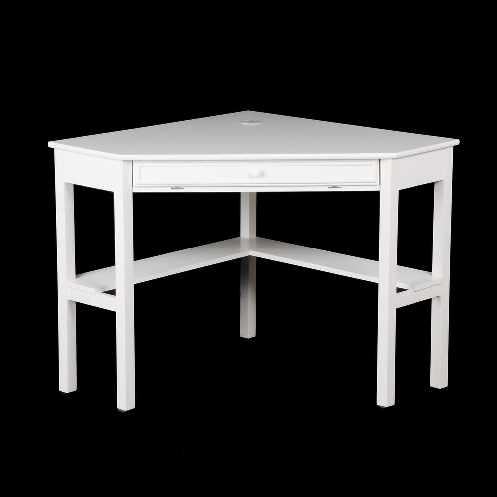 48" White Solid Wood Corner Writing Desk - Homeroots - Flyclothing LLC
