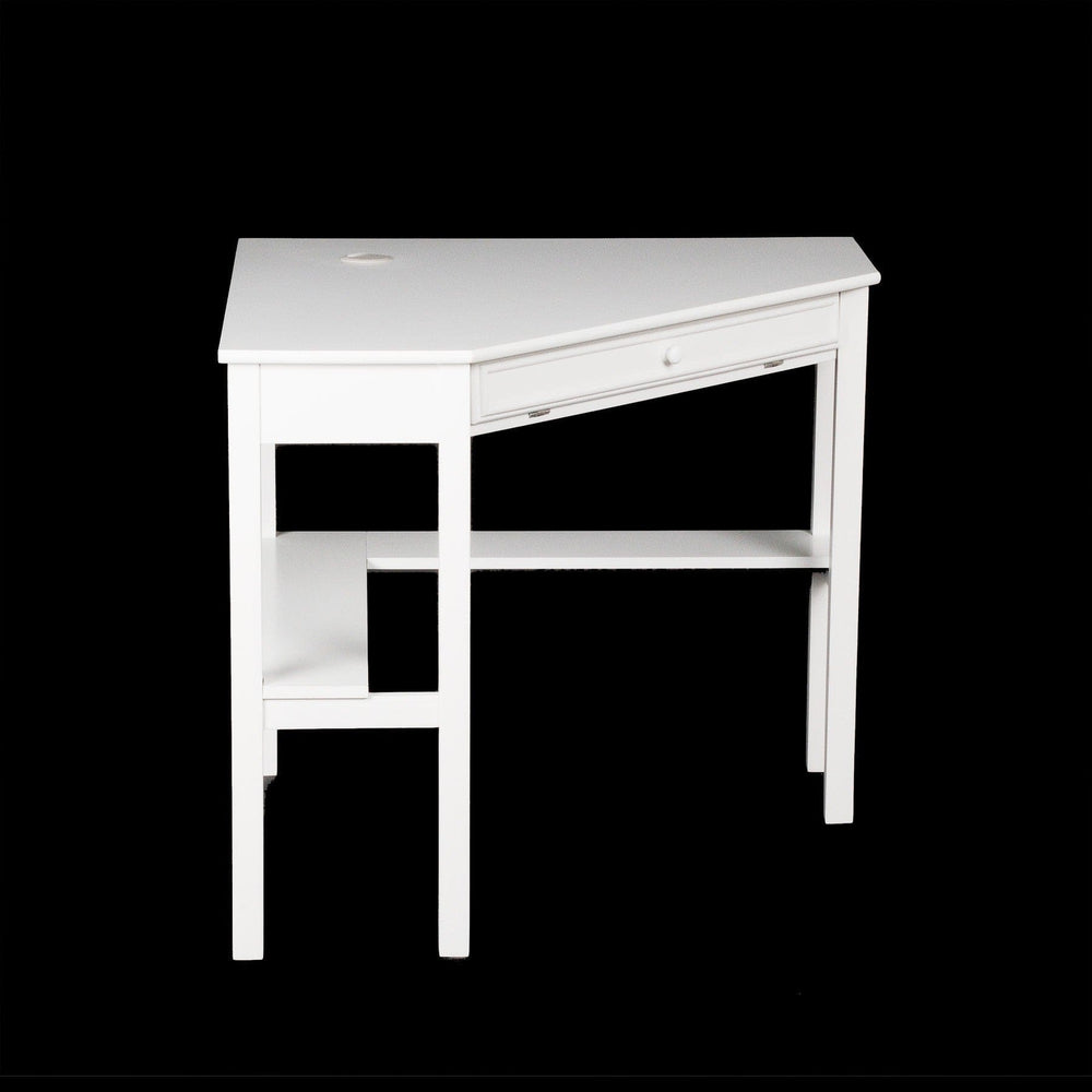 48" White Solid Wood Corner Writing Desk - Homeroots - Flyclothing LLC