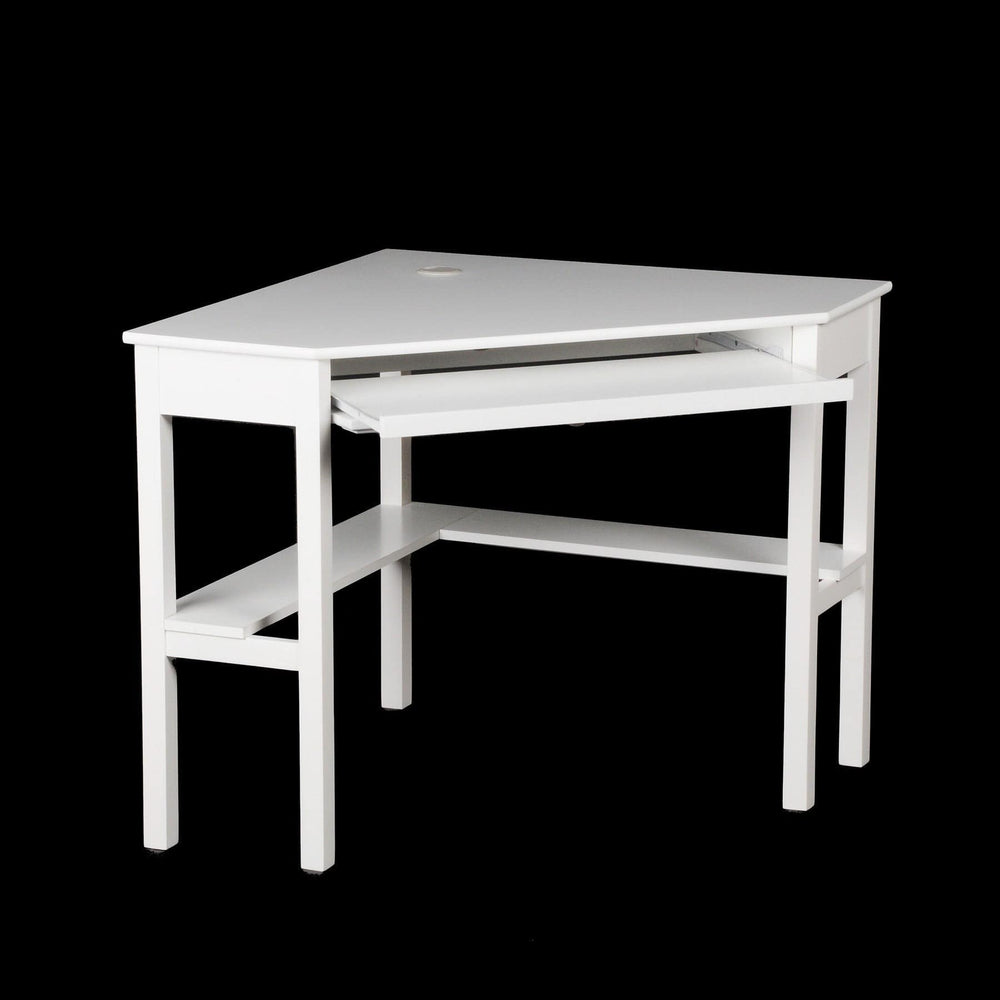 48" White Solid Wood Corner Writing Desk - Homeroots - Flyclothing LLC