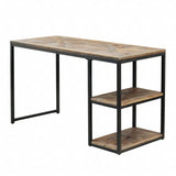 50" Brown and Black Reclaimed Wood Writing Desk - Homeroots - Flyclothing LLC