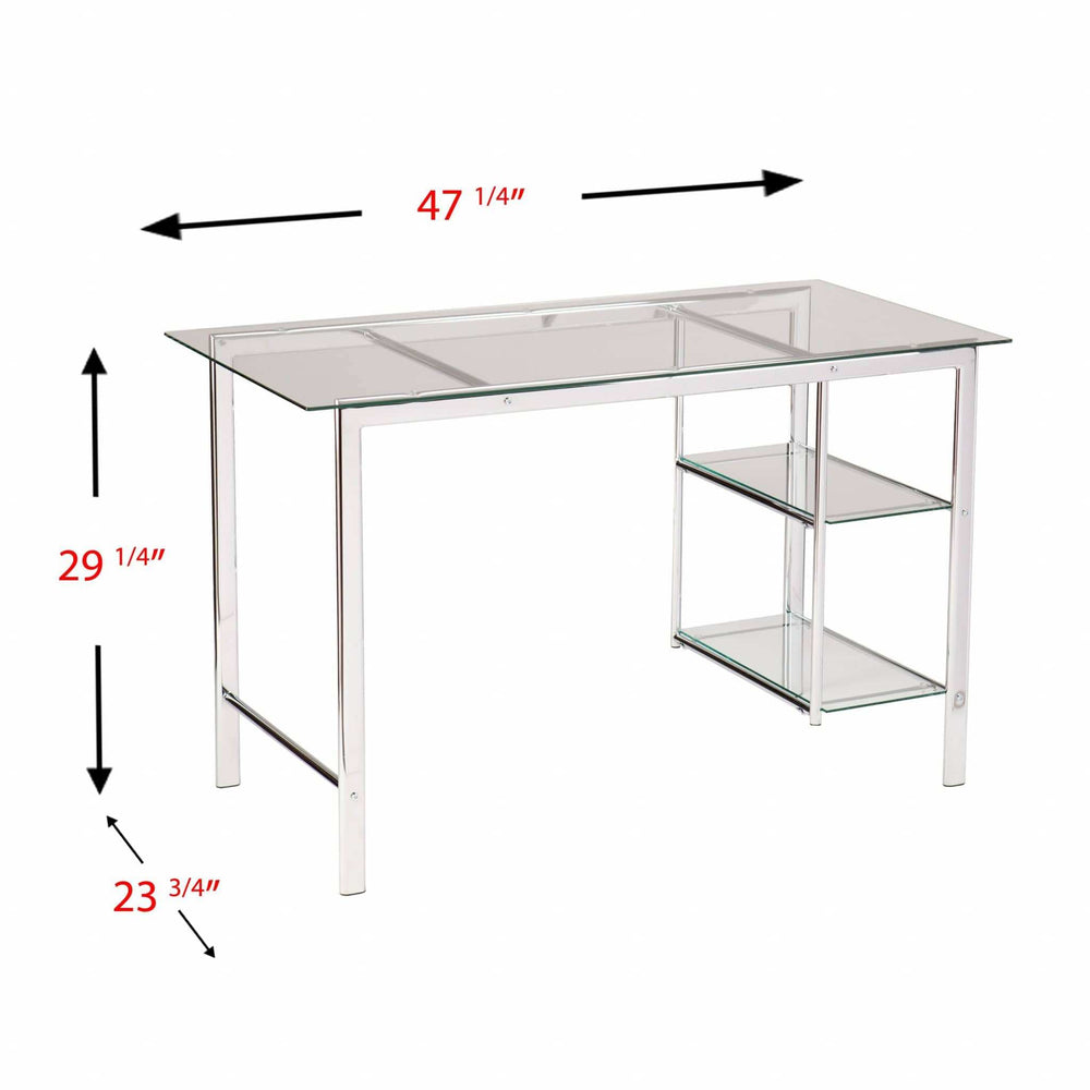 Clear and Chrome Glass Writing Desk - Homeroots - Flyclothing LLC