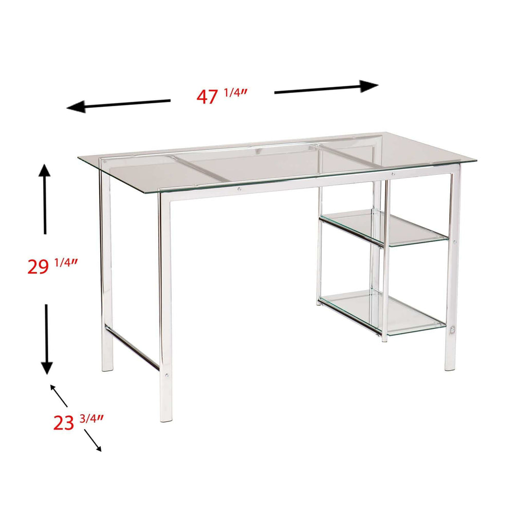 Clear and Chrome Glass Writing Desk - Homeroots - Flyclothing LLC