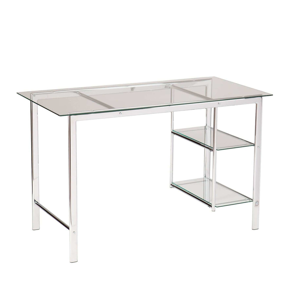 Clear and Chrome Glass Writing Desk - Homeroots - Flyclothing LLC