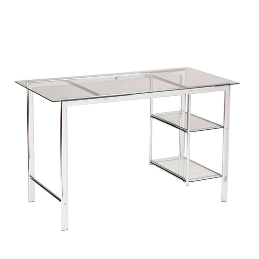 Clear and Chrome Glass Writing Desk - Homeroots - Flyclothing LLC