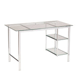 Clear and Chrome Glass Writing Desk - Homeroots - Flyclothing LLC