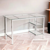 Clear and Chrome Glass Writing Desk - Homeroots - Flyclothing LLC