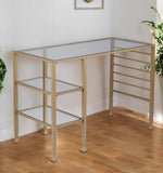 43" Clear and Gold Glass Writing Desk - Homeroots - Flyclothing LLC