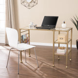 43" Clear and Gold Glass Writing Desk - Homeroots - Flyclothing LLC