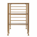 43" Clear and Gold Glass Writing Desk - Homeroots - Flyclothing LLC