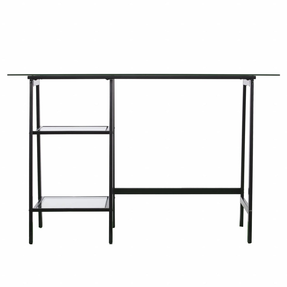 46" Clear and Black Glass Writing Desk - Homeroots - Flyclothing LLC