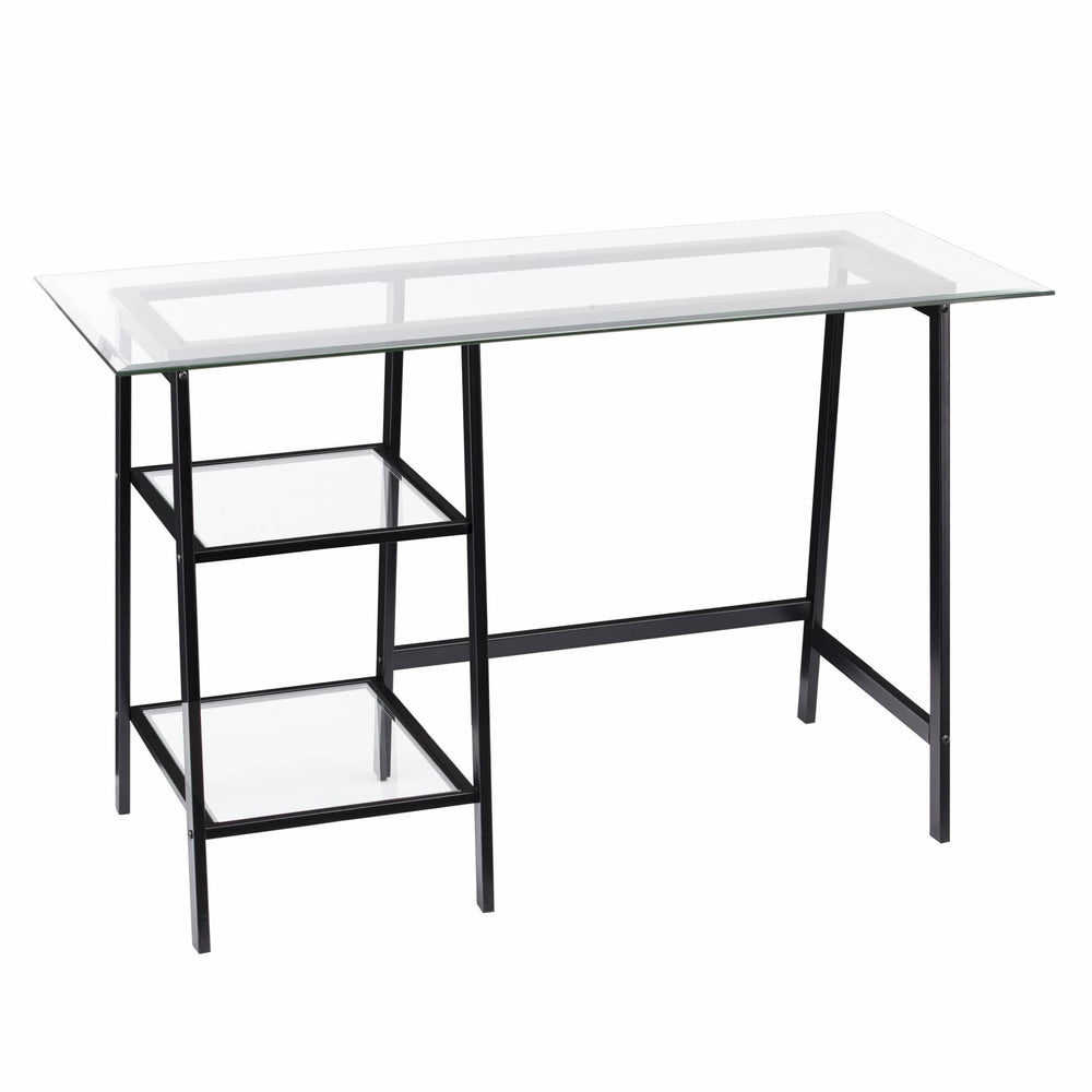 46" Clear and Black Glass Writing Desk - Homeroots - Flyclothing LLC