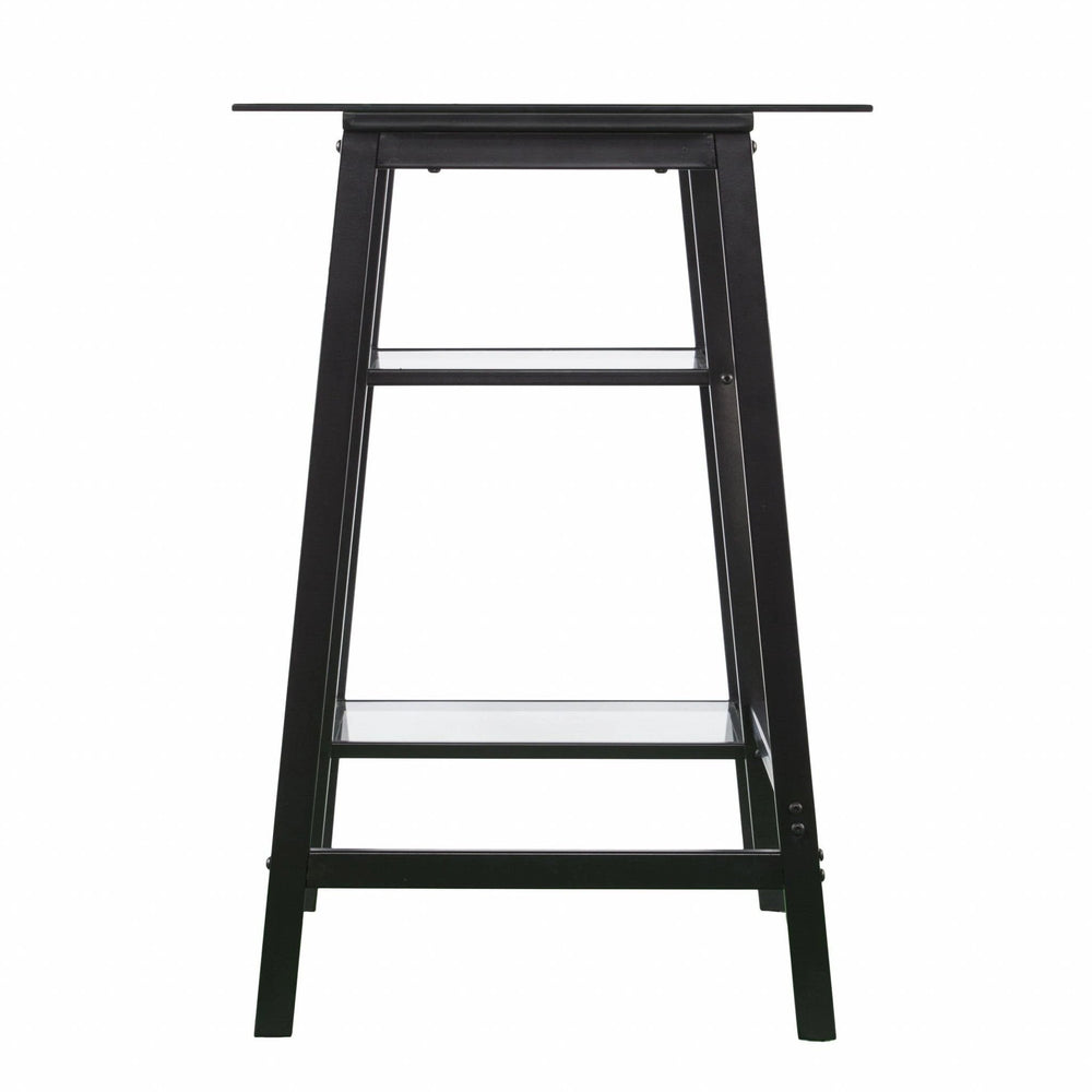 46" Clear and Black Glass Writing Desk - Homeroots - Flyclothing LLC