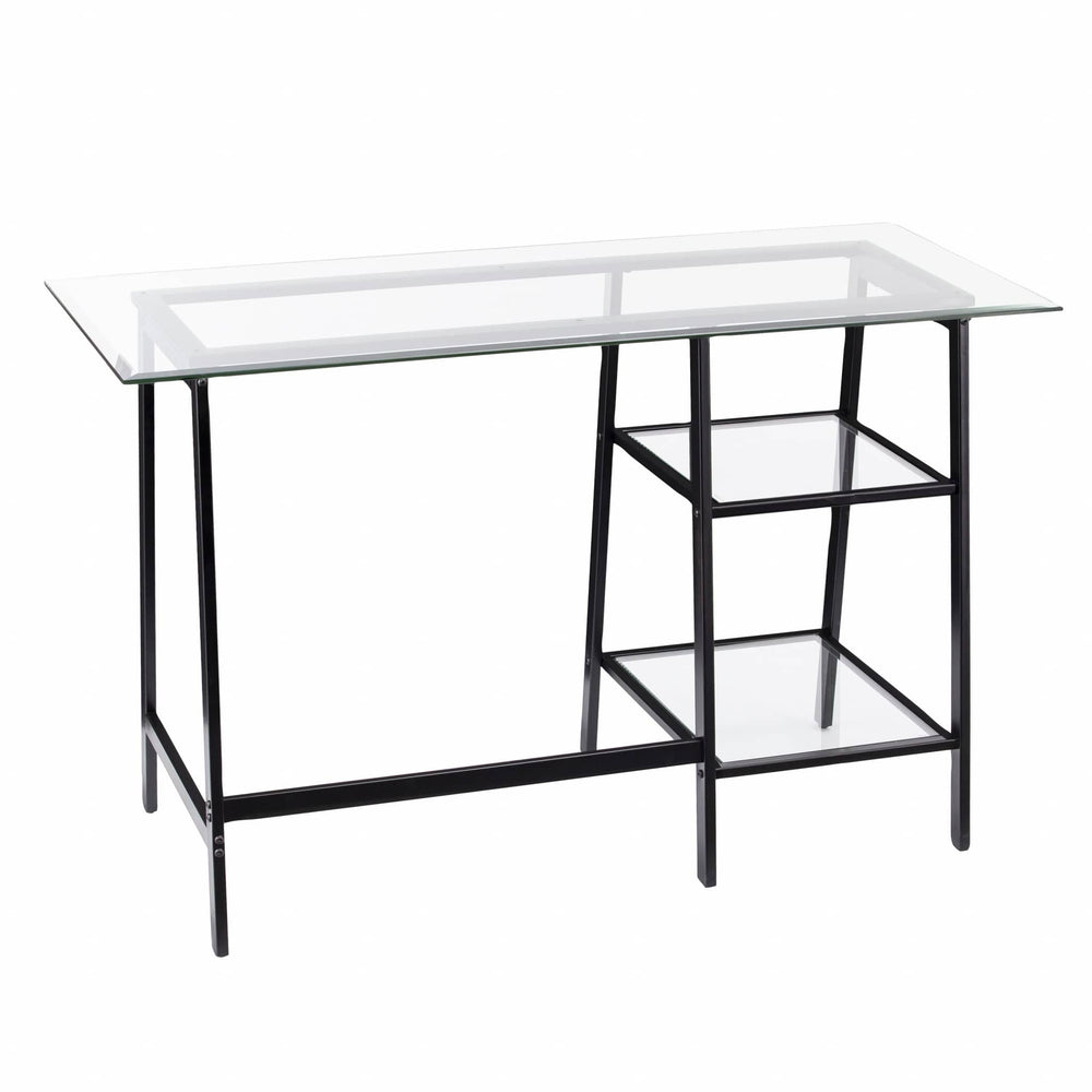46" Clear and Black Glass Writing Desk - Homeroots - Flyclothing LLC