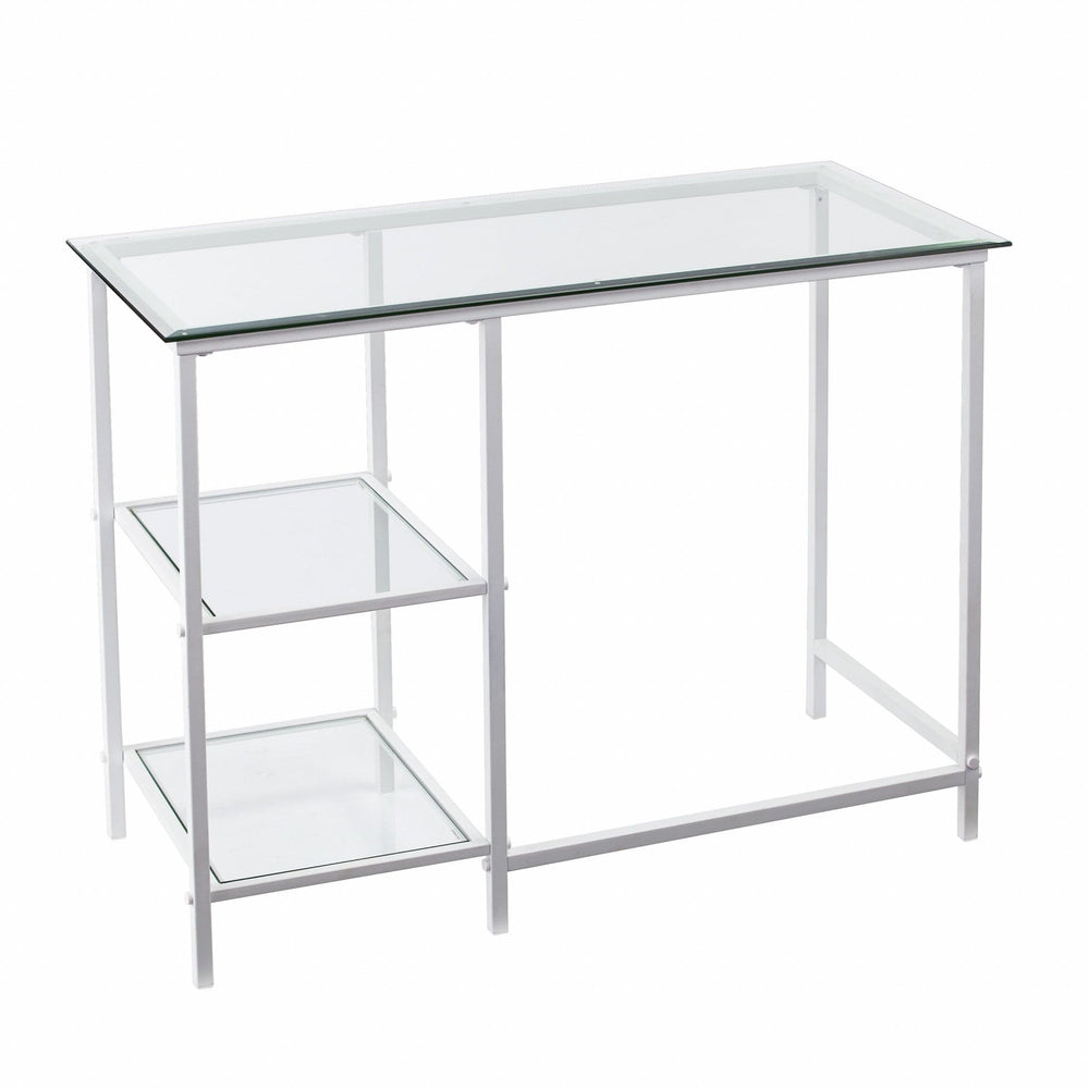 42" Clear and White Glass Writing Desk - Homeroots - Flyclothing LLC