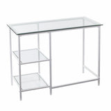 42" Clear and White Glass Writing Desk - Homeroots - Flyclothing LLC