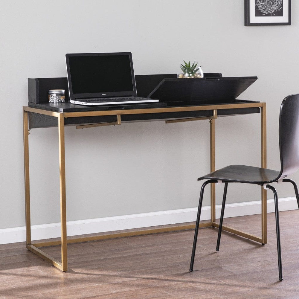 46" Black And Gold Writing Desk - Homeroots - Flyclothing LLC