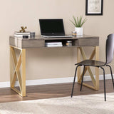 Modern Gray and Gold Writing Desk with Storage - Homeroots - Flyclothing LLC