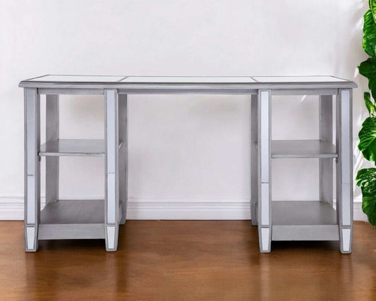 Matte Silver Mirrored Desk - Homeroots - Flyclothing LLC