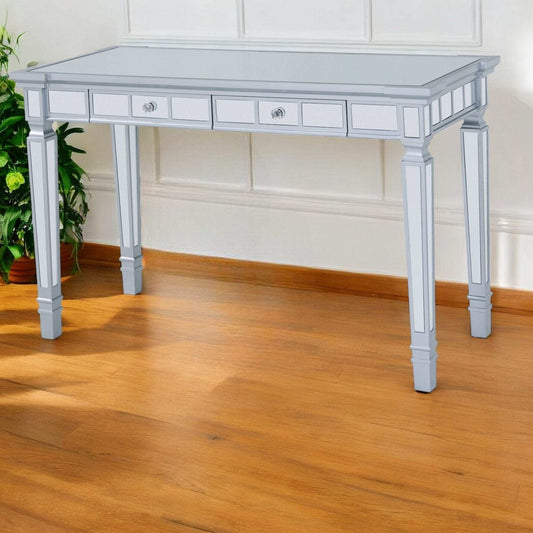 Silver Mirrored Writing Desk with Drawers - Homeroots - Flyclothing LLC