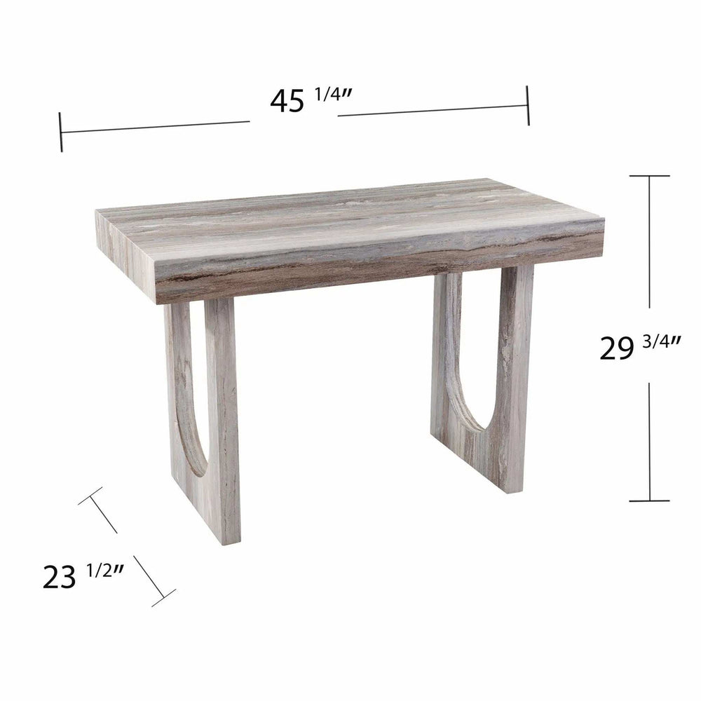 Brown Faux Marble Writing Desk - Homeroots - Flyclothing LLC