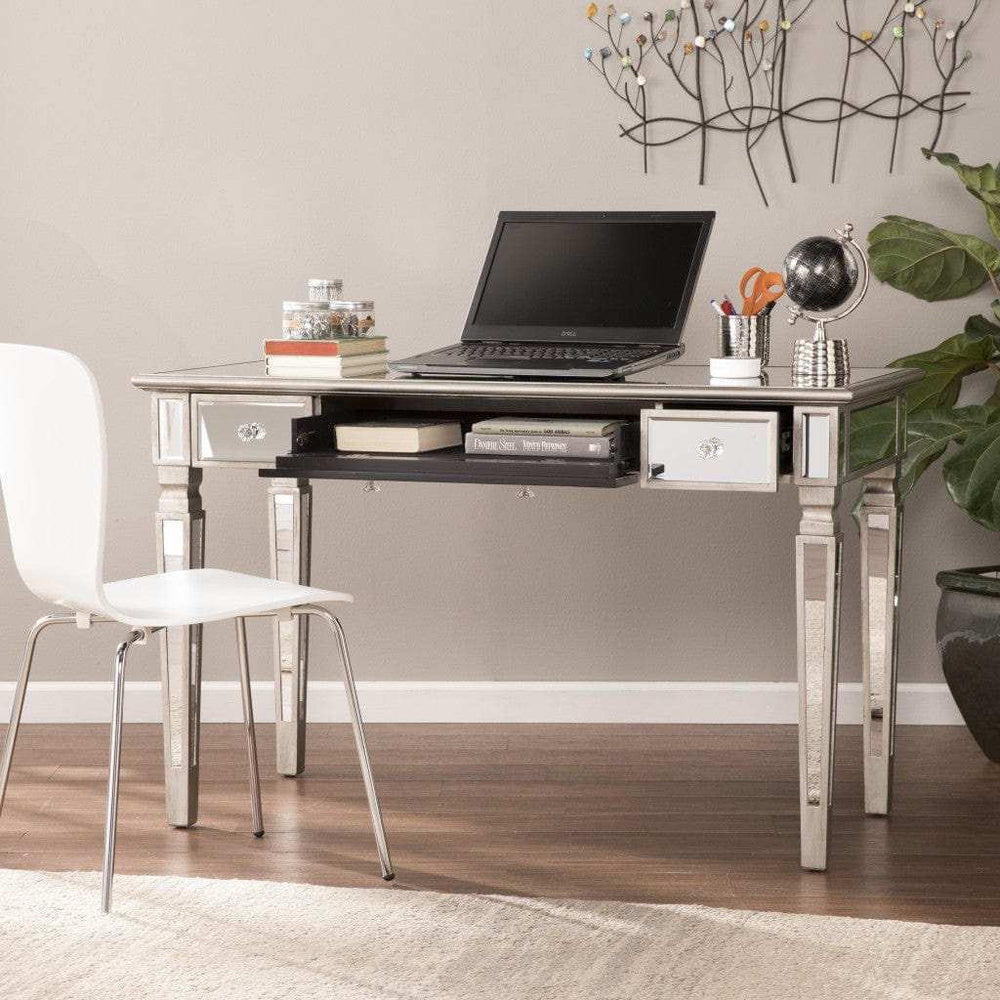 Silver Matte Mirrored Writing Desk - Homeroots - Flyclothing LLC