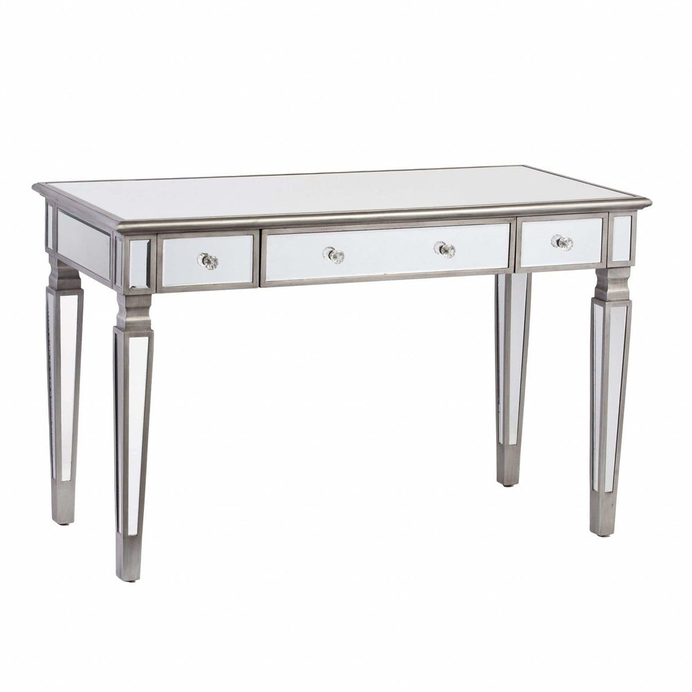 Silver Matte Mirrored Writing Desk - Homeroots - Flyclothing LLC