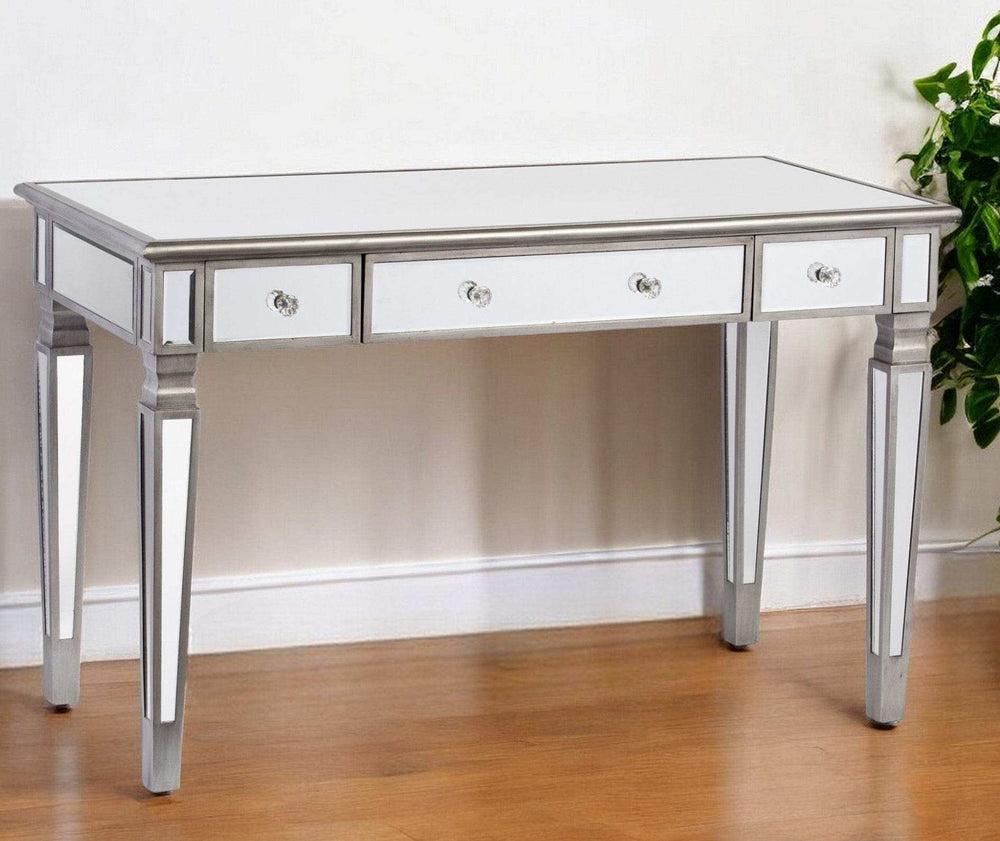 Silver Matte Mirrored Writing Desk - Homeroots - Flyclothing LLC