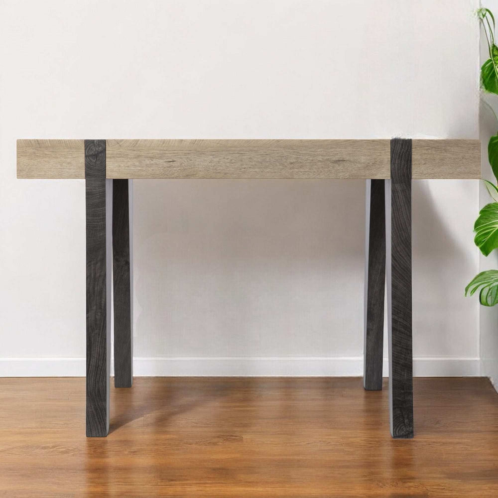 Modern Chunky Natural and Gray Wood Table Desk - Homeroots - Flyclothing LLC