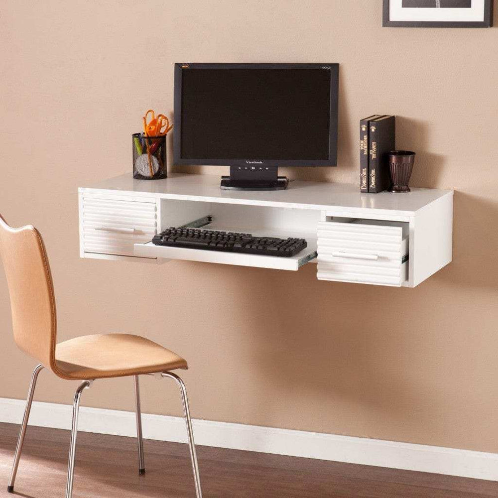 White Wall Mount Desk with Drawers - Homeroots - Flyclothing LLC