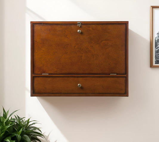 26" Brown Floating desk - Homeroots