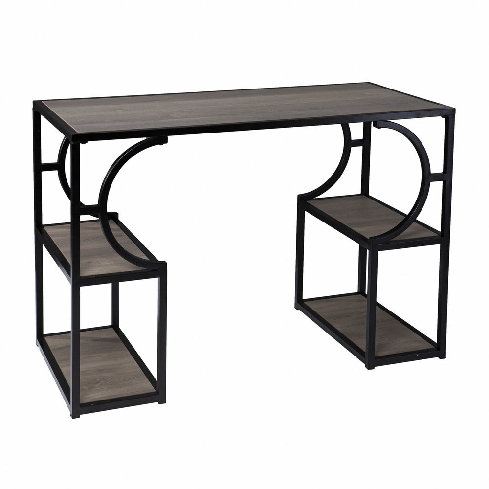 Wood and Iron Writing Desk with Storage - Homeroots - Flyclothing LLC