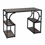 Wood and Iron Writing Desk with Storage - Homeroots - Flyclothing LLC