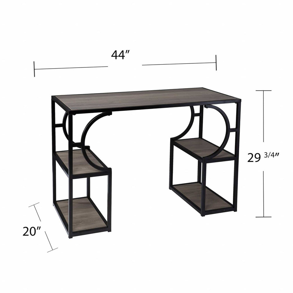 Wood and Iron Writing Desk with Storage - Homeroots - Flyclothing LLC