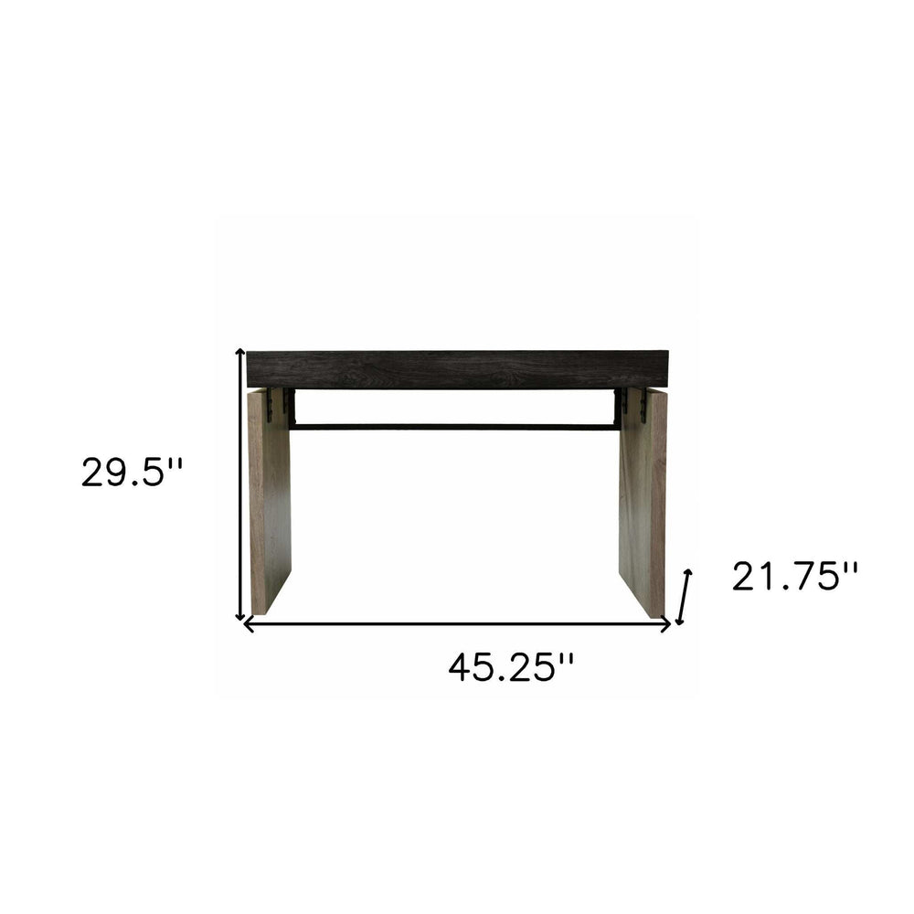 Black Wood and Iron Writing Desk - Homeroots - Flyclothing LLC