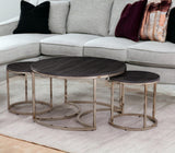 32" Champagne And Charcoal Manufactured Wood And Metal With Iron Round Coffee Table - Homeroots - Flyclothing LLC