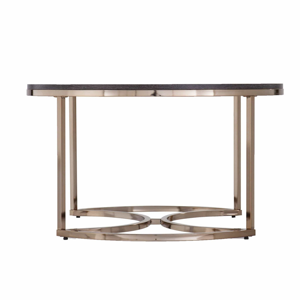 32" Champagne And Charcoal Manufactured Wood And Metal With Iron Round Coffee Table - Homeroots - Flyclothing LLC