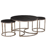 32" Champagne And Charcoal Manufactured Wood And Metal With Iron Round Coffee Table - Homeroots - Flyclothing LLC