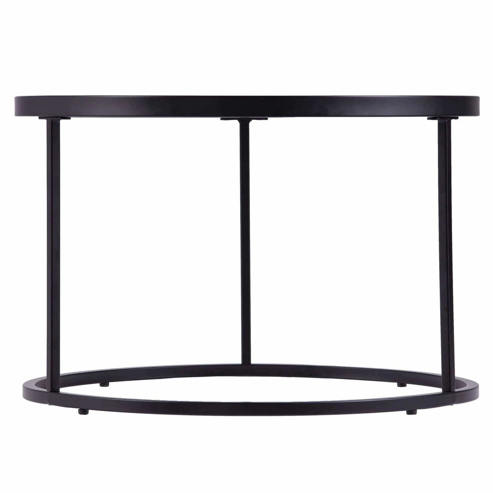 Set of Two Black And Silver Mirrored Round Nested Coffee Table Set - Homeroots - Flyclothing LLC