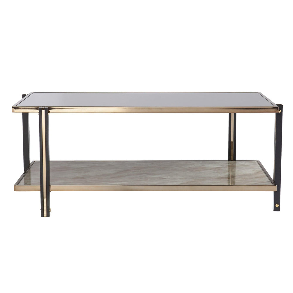 43" Champagne Mirrored And Metal Rectangular Mirrored Coffee Table - Homeroots - Flyclothing LLC