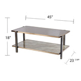 43" Champagne Mirrored And Metal Rectangular Mirrored Coffee Table - Homeroots - Flyclothing LLC