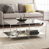 42" Chrome Glass And Metal Rectangular Mirrored Coffee Table - Homeroots - Flyclothing LLC