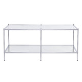42" Chrome Glass And Metal Rectangular Mirrored Coffee Table - Homeroots - Flyclothing LLC