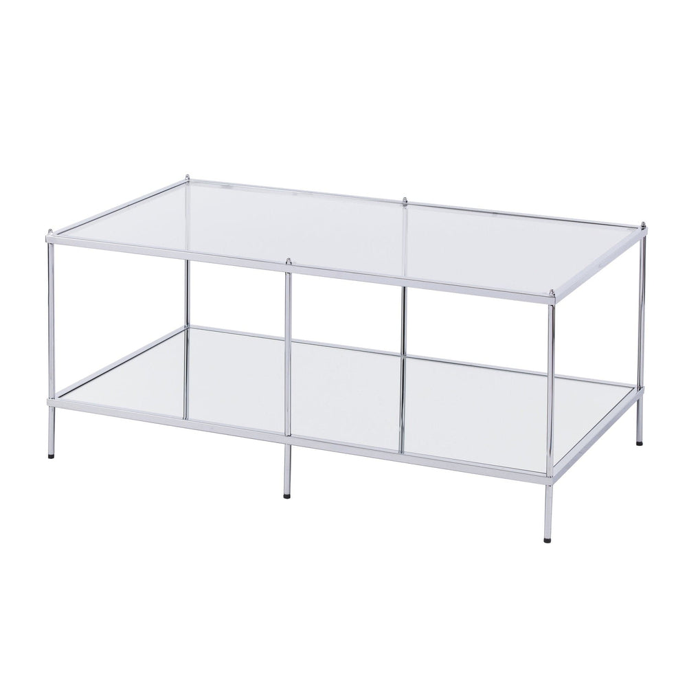 42" Chrome Glass And Metal Rectangular Mirrored Coffee Table - Homeroots - Flyclothing LLC