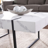 43" White And Black Faux Marble And Metal With Iron Coffee Table - Homeroots - Flyclothing LLC