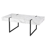 43" White And Black Faux Marble And Metal With Iron Coffee Table - Homeroots - Flyclothing LLC