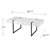 43" White And Black Faux Marble And Metal With Iron Coffee Table - Homeroots - Flyclothing LLC
