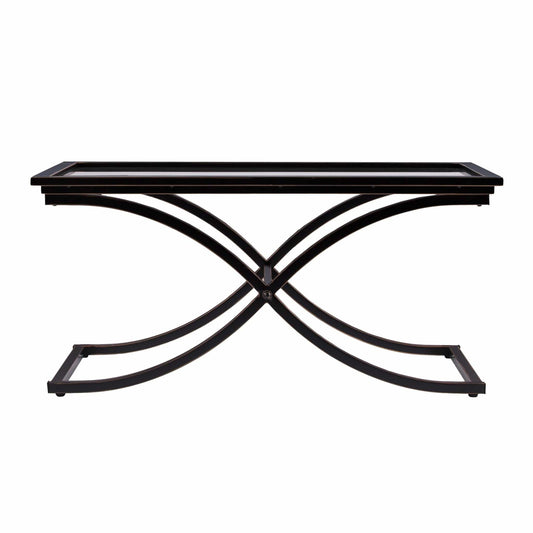 42" Black Glass And Metal Rectangular Coffee Table - Homeroots